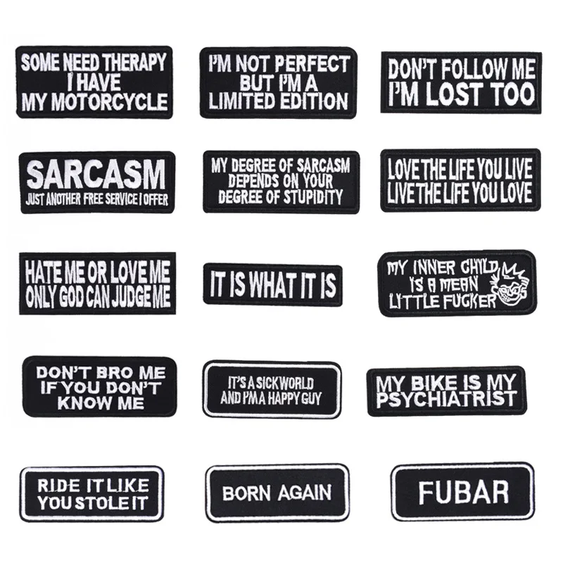 

SARCASM IT IS WHAT LOVE LIFE YOU LIVE THERAPY MOTORCYCLE MC RIDE BIKE PATCHES Jacket Vest Funny Biker Saying Patch Emblem badge