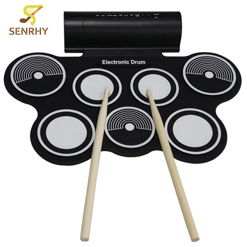 SENRHY Portable Roll Up USB MIDI Machine Electronic Drums Pad Kit MD759 Percussion Instruments with Drumstick for Music Lover SENRHY Portable Roll Up USB MIDI Machine Electronic Drums Pad Kit MD759 Percussion Instruments with Drumstick for Music Lover