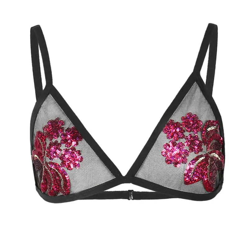 Sexy Lingerie Sexy Women Hollow Out Elastic Cage Bra Applique Halter Tops Bra Bustier  Lingeries 35MY20 (10)