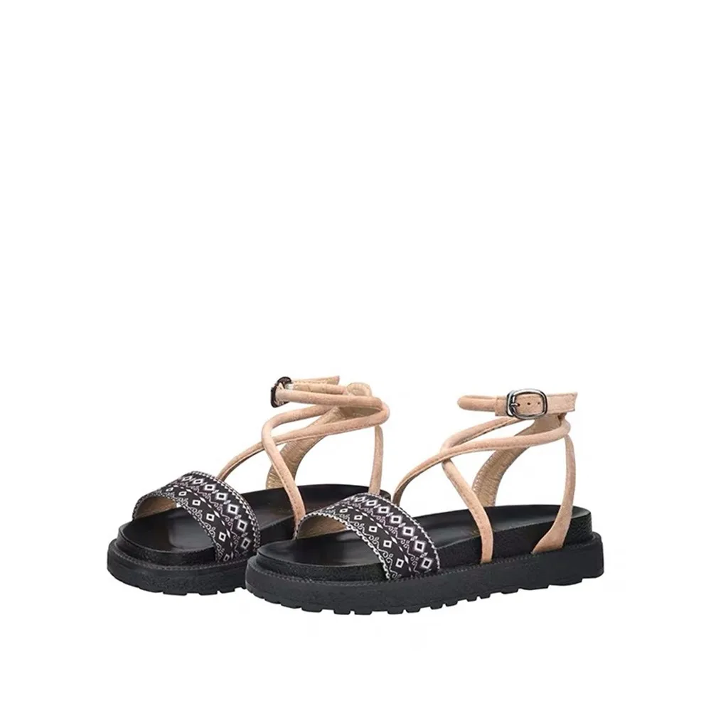 

Stkehidba Summer Roman Sandals Multiple Cross-Strap Women Sandals Flip flops Black Apricot Women's Shoes Breathable Shoes 34-43