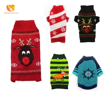 

NEW Xmas Dog Reindeer Sweater Pet Dogs Knit Pullover Winter Clothes Small Yorkshire Chihuahua Cat Snowflake Apparel DOGGYZSTYLE