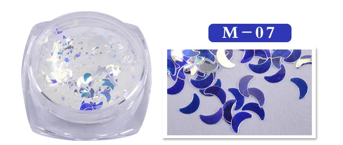1 коробка прозрачные синие блестки для дизайна ногтей Сияющие хлопья форма наконечники Блестки УФ гель лак Дизайн Маникюр украшения Аксессуары - Цвет: M07
