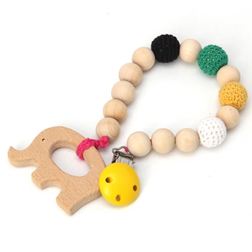 Детская деревянная пустышка, подвеска с зажимом, природа, деревянная игрушка для прорезывания зубов, жевательная игрушка для младенцев - Цвет: Yellow