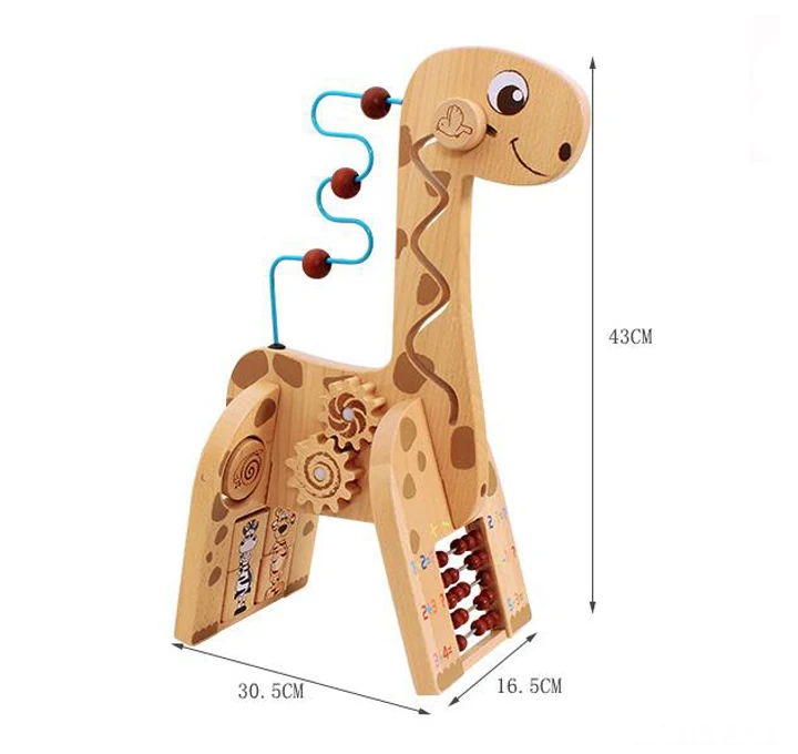 Жираф малыша центр деятельности ребенка Монтессори математические счетные игрушки осень бисера лабиринт счеты часы Дети обучающие материалы
