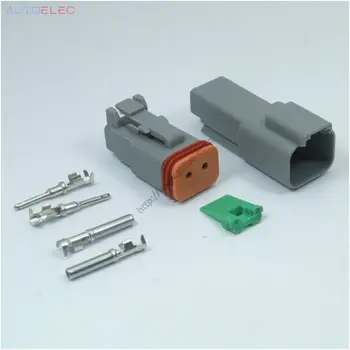 

100Sets 2Pin AT04-2P Amphenol DT 2 Deutsch DT GRAY connector 1060-16-0122 u-barrel terminal Nickel HARLEY CATERPILLAR RACE CARS