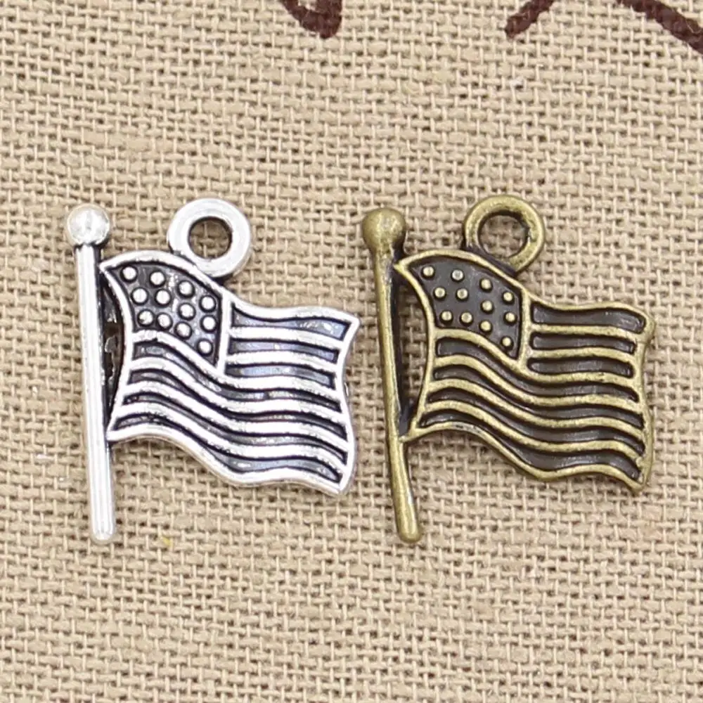 

12pcs Charms USA flag 18x15mm Hollow Antique charms,pendant fit,Vintage Tibetan Silver Bronze,DIY findings