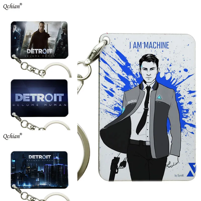 

1pcs Detroit keychain Become Human Keychains for Men Women wooden cute keyring