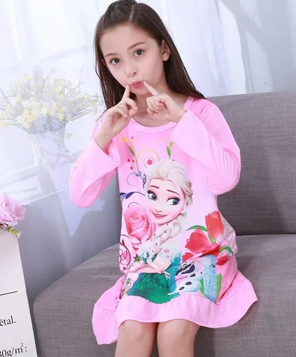 Ночнушка для девочек детская одежда Вязание хлопок пижама с длинными рукавами, Милая Детская домашняя пижама XIN497 - Цвет: model 7
