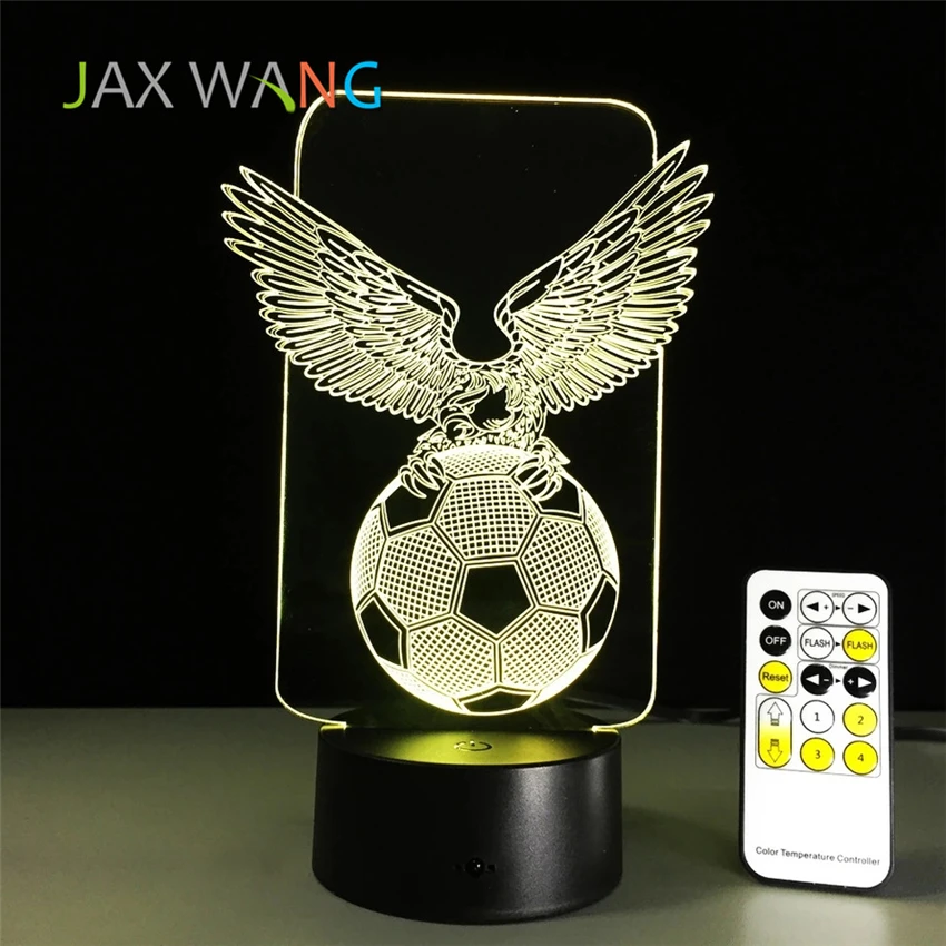 3D светодиодный ночник с сенсорным датчиком, в форме футбольного орла, 3D ночник для лучшего подарка, 7 изменяющее цвет освещение, лампа, светильник Avize