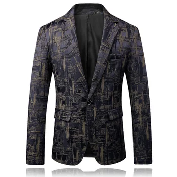 

Nice New Men Fashion Boutique Printing Party Wedding Blazer Male High-end Business Casual Single Buckle Suit Jacket Coats