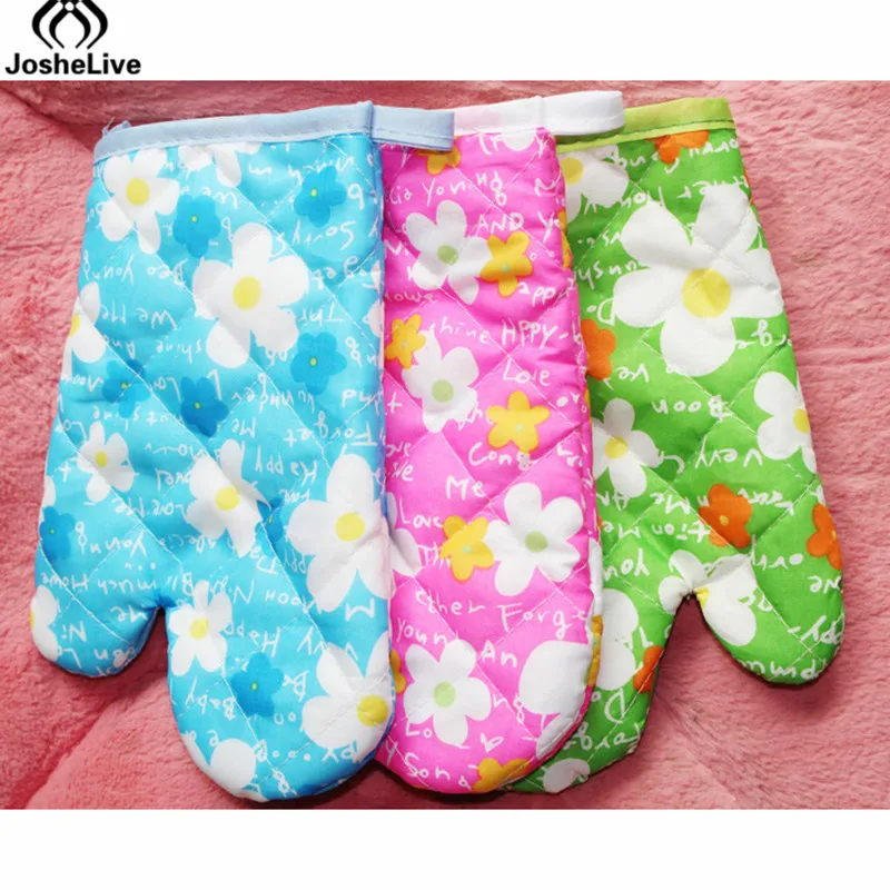 

1pc Kitchen Microwave Mitt Insulated Oven Heat Resistant Cotton Glove Oven Pot Holder Baking Cooking Non-slip Tool Color Random