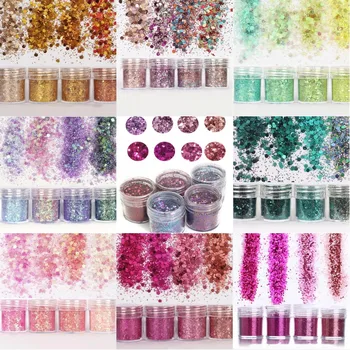 

4/6jars Holographic Nail Glitter SET For UV Gel Polishl Fine Glitter Sparkles Acrylic Nail Glitter Mermaid Manicure Dust MTMA