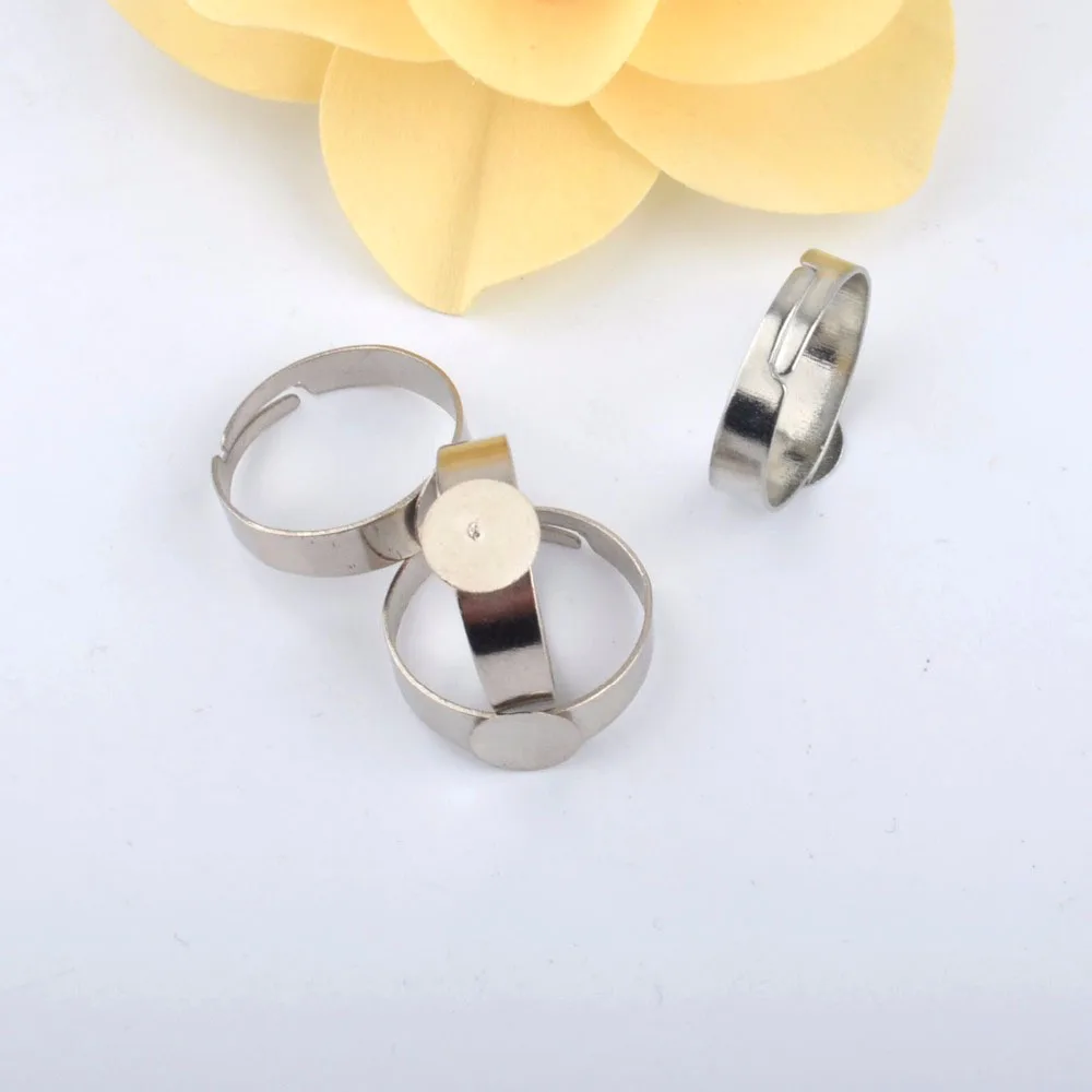 

10PCS paste size 8MM Iron Imitation Rhodium Flat Rings Trays Ring Base Ring Setting Jewelry Findings Accessories