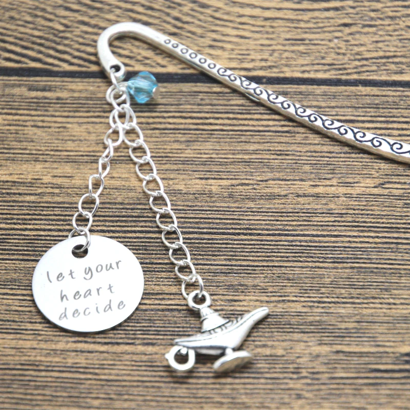 

12pcs/lot Aladdin Inspired bookmark Let Your Heart Decide Aladdin & Princess Jasmine A Whole New World crystals Magic lamp