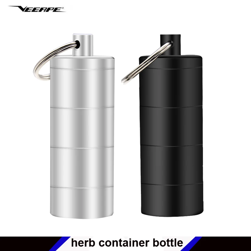 

Veeape dry herb container bottle three layers metal cylinder bottle with Hanging ring e-cig accessory for vaporizer kit