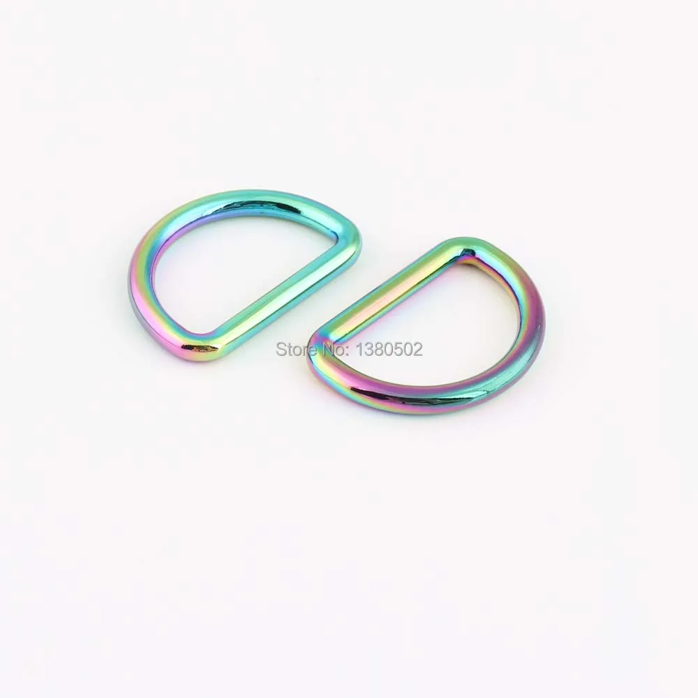 

10pcs /lot New Listing Rainbow Color Strong D Ring Dee ring For handbag Bag buckle for leather craft Bag garment accessories