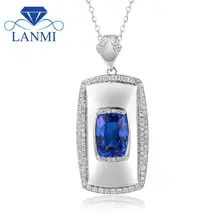 Натуральный Танзанит бриллиантовый кулон в твердом 18 К белом твердом золотом подвеска, AAA Подвеска из танзанита для мужчин, ювелирные изделия с драгоценными камнями