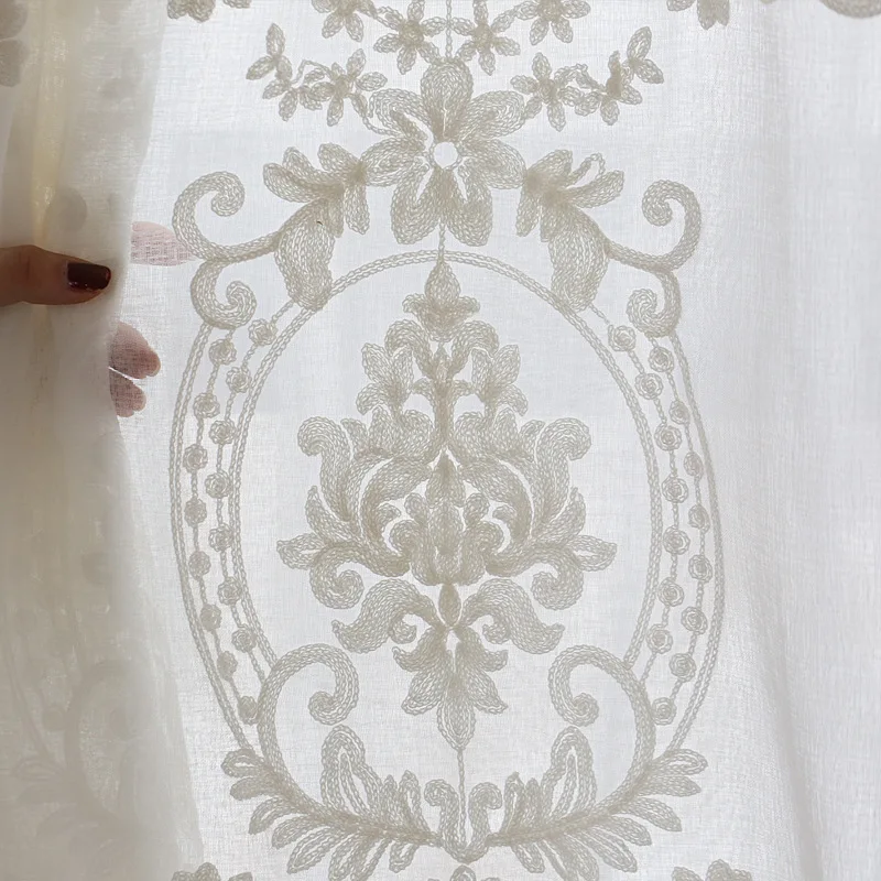 Продажа Высококачественная Белая вышитая Цветочная ширма, европейский стиль, вуаль, тюль, отвесная ткань для спальни, гостиной, окна, занавески, зан...