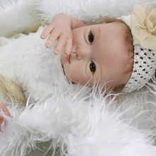 Brown Eyes Realistic Baby Girl 22 Inch 55 cm Newborn Babies Doll Toy Real Touch Alive Silicone Dolls Kids Birthday Xmas Gift