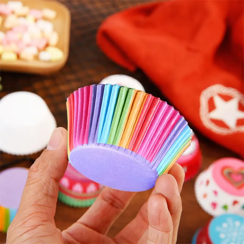 Upspirit 100Pcs Colorful Cupcake Liners Set Baking Cup Paper Muffin Cases Egg Tarts Tray Cake Wrappers Supplies Decorating Tools