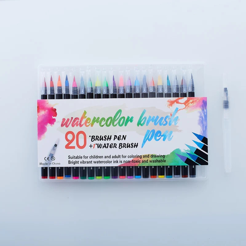 20 Colors Art Marker Pens Watercolor Brush Pens for Painting Drawing Soft Brush Pen Coloring Books Manga Comic