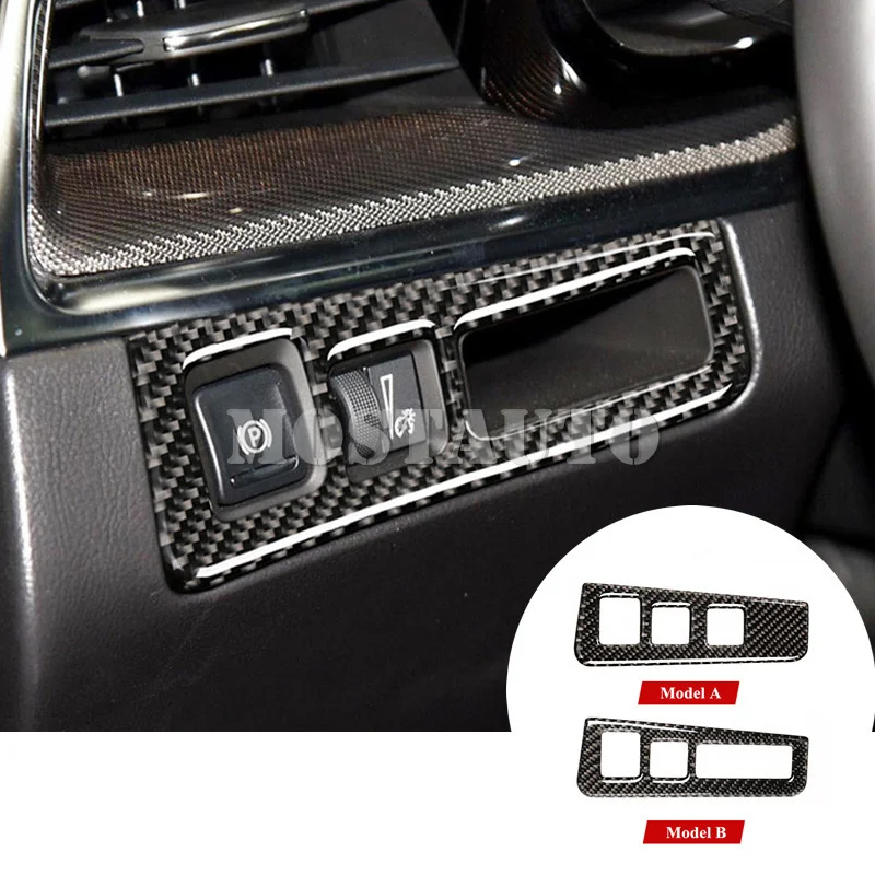 

For Cadillac XT5 Carbon Fiber Electronic Handbrake Button Trim Cover 2016-2019 1pcs