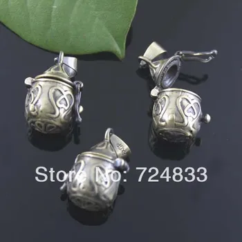 

Vintage Antique Bronze Brushed Tea-port Shape Prayer Wish Box Photo Locket Frame Pendant Bulk Wholesale