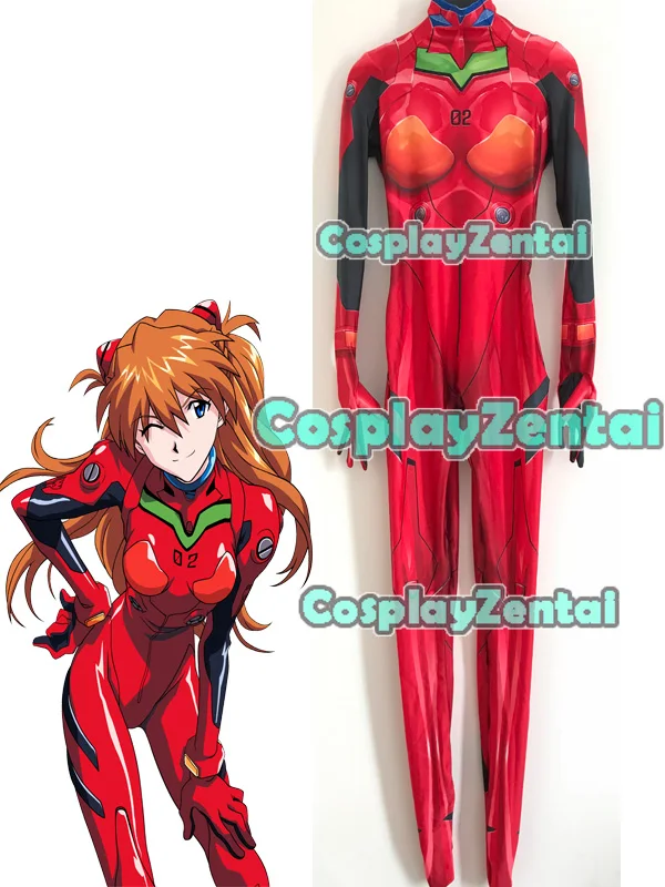 Костюм для косплея Soryu Asuka Langley боди из спандекса с 3D принтом зентай костюмы на