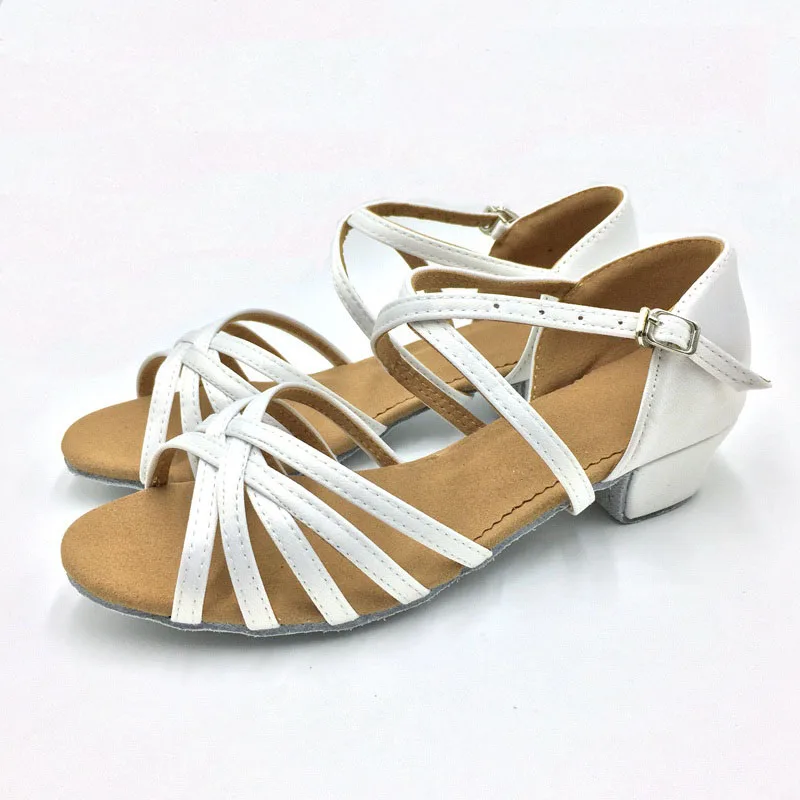 

NEW latin dance shoes for girls heel high 3cm Pure white color/salsa shoes Children's shoes reference China's size