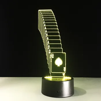 

Folding Poker 3D LED Lamp 7 Color Change Desk Table Light USB LED Battery Light Casino 3D Illusion LED Light Novelty Toy Gift