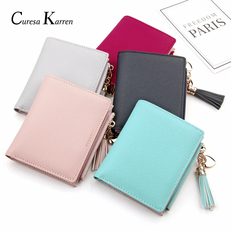 

Ladies cute small leather multi-function short wallet mini trend fashion student coin purse credit card clutch bag free shipping