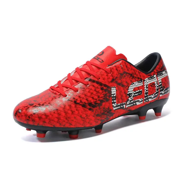 LEOCI футбольная обувь AG профессиональные футбольные бутсы мужские детские футбольные бутсы для мальчиков кроссовки для взрослых футбольные бутсы - Цвет: Красный