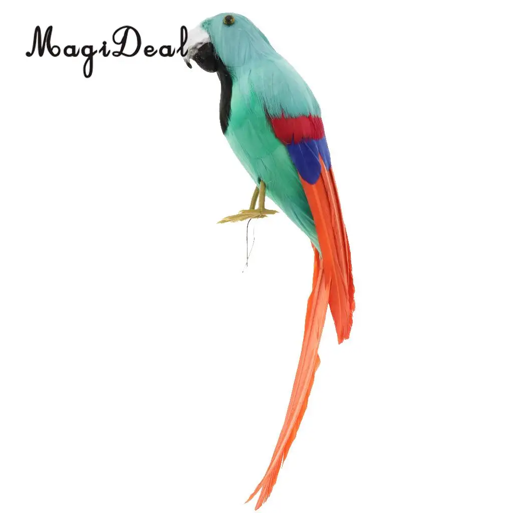 12'' / 30cm Decorative Feather Parrot Model Artificial Bird Statue Macaw Figurine Fancy Dress Props Garden Lwan Tree Decor