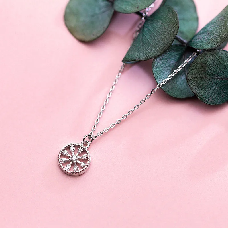 

Real 925 Sterling Silver Bohemia Zircon Snowflake Pendant Necklace 2018 Fine Jewelry For Elegant Women 01456