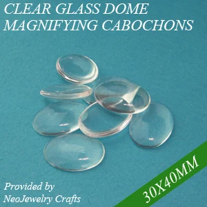 

50 pcs - 30x40mm Clear Glass Cabochon, Oval Magnifying Beads, Clear Dome Glass Cabs, Clear Glass Domes