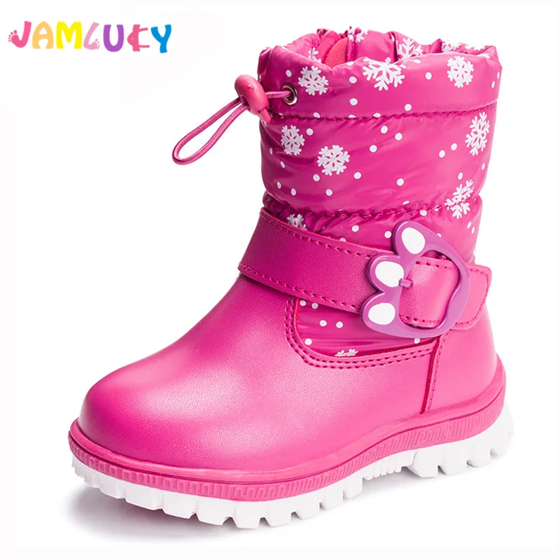 

Winter Children Boots Girls Ankle Plush Shoes For Girls Flat With Rubber Snow Boots Boys PU Waterproof Non-slip Kid Boot Shoes