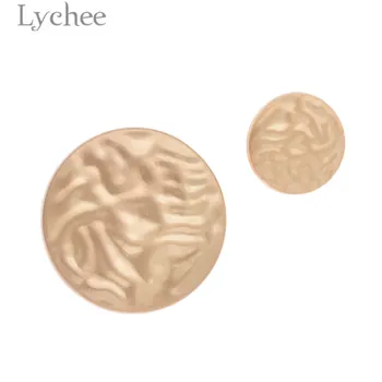 

Lychee Life 10pcs Round Metal Buttons Gold Color Buttons DIY Sewing Material Button For Garments