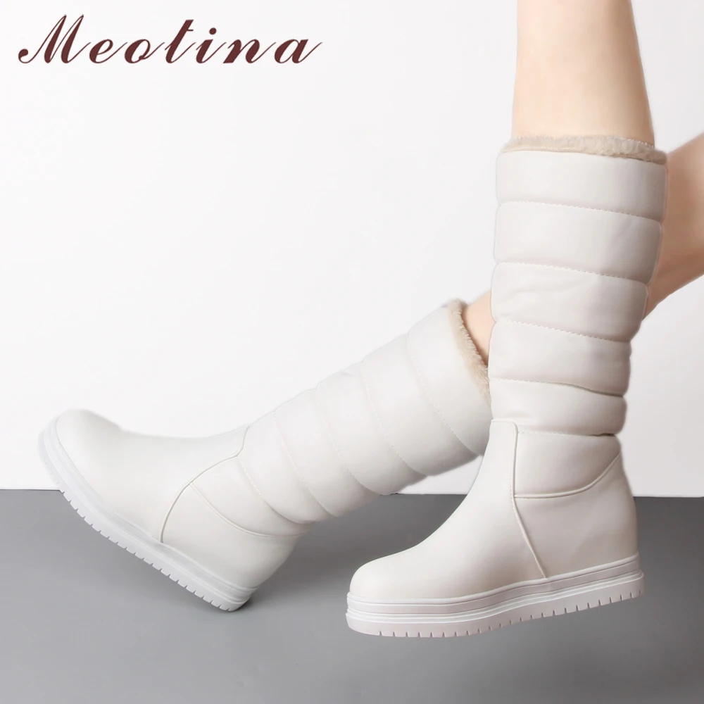 Women Winter Snow Boots Fashion Work Flat Bottom Shoes Mid Calf Suede Long Boot