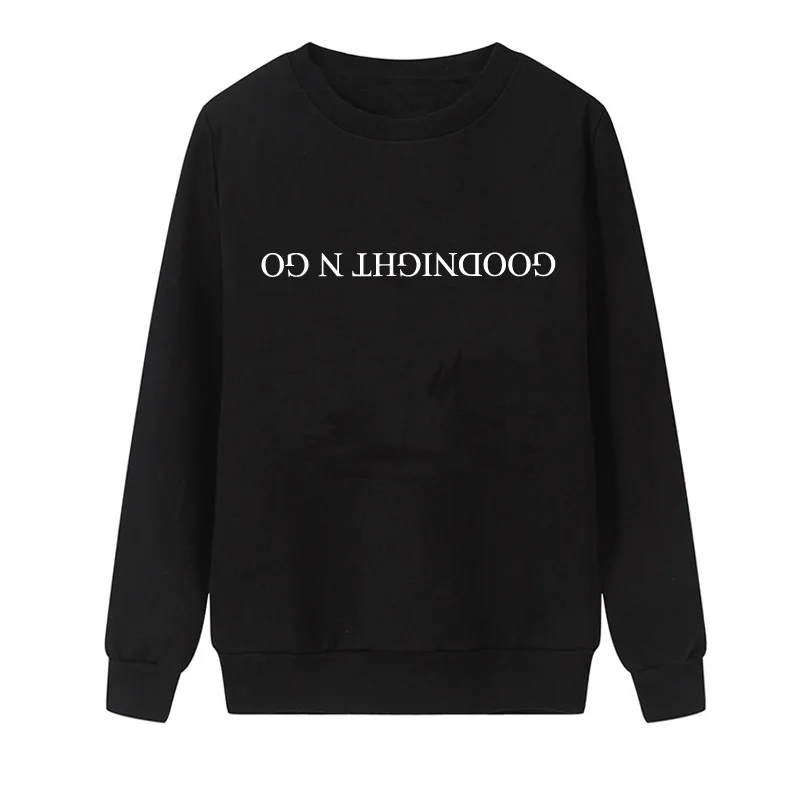 Ariana Grande Goodnight N Go Crewneck свитшот для женщин Tumblr Забавный принт Женская одежда подсластитель без слез левый Плюс Размер Топы - Цвет: Черный