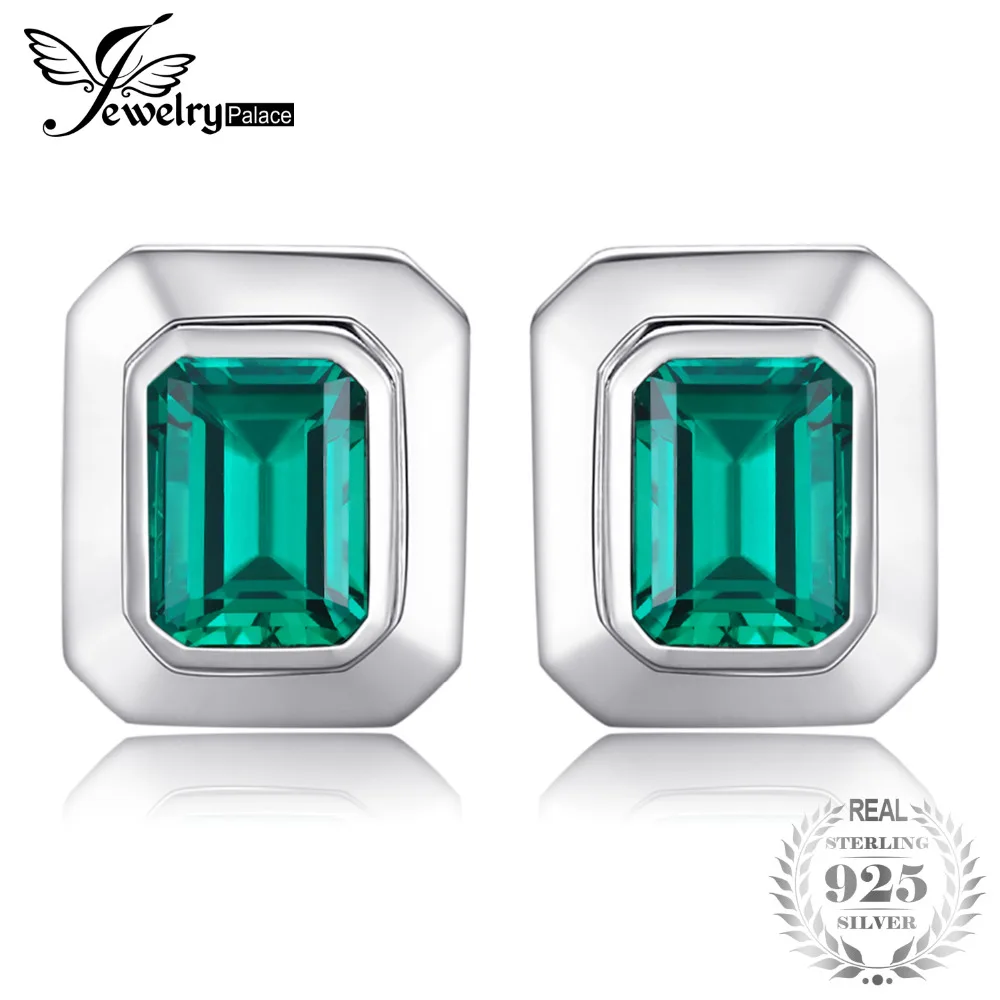 

JewelryPalace Men 4ct Created Emerald Cufflinks Genuine 925 Sterling Sliver Cufflinks for Men Fine Jewelry Brand
