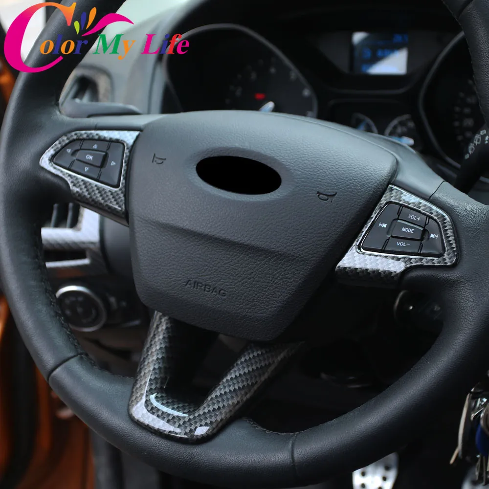 

Color My Life Car 3Pcs/Set Interior Steering Wheel Protection Trim Sticker for Ford Kuga Escape Ecosport 2017 2018 Accessories