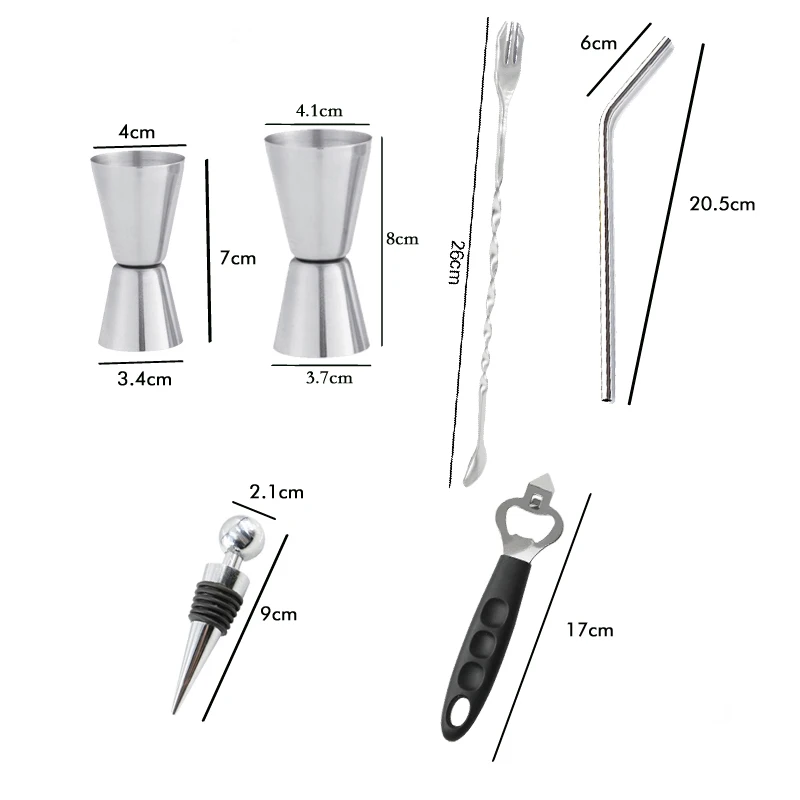 17 штук Новинка 600 750 мл нержавеющая сталь шейкер миксер набор барные инструменты бармена набор