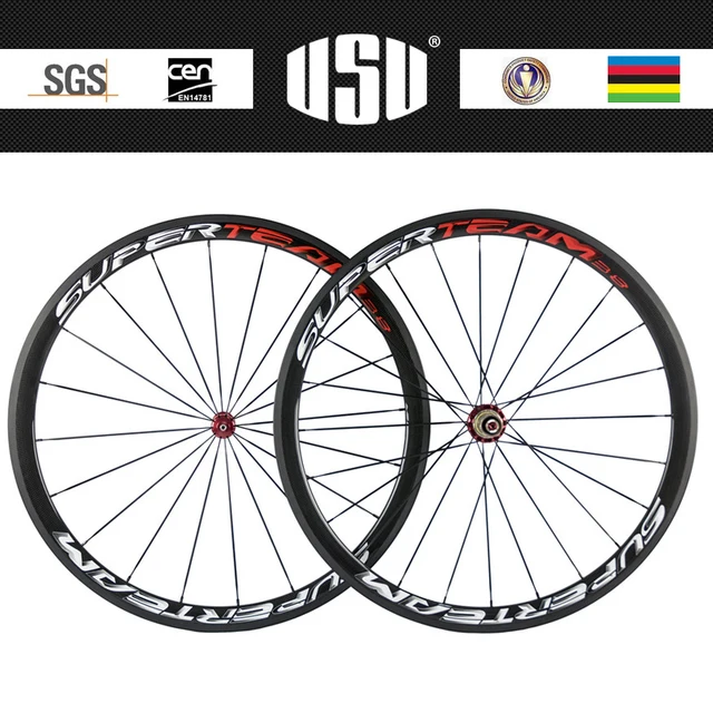 Cheap Free shipping 38mm carbon wheel clincher SuperTeam logo painting Powerway R36 hub carbon wheelset road bicycle