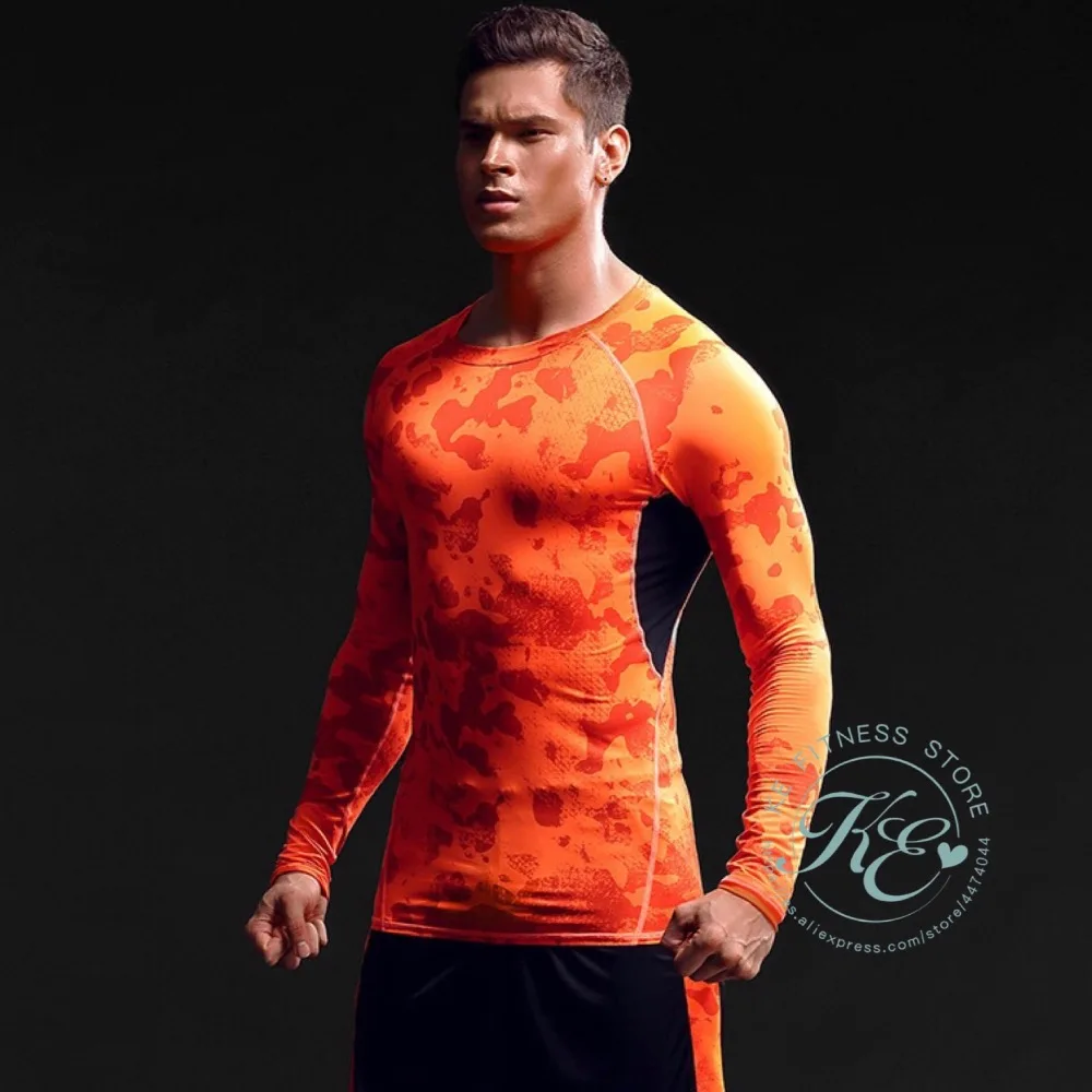 KE camiseta de camuflaje de compresion cuello redondo manga corta hombre транспарантный secado rapido для фитнеса бега Futbol