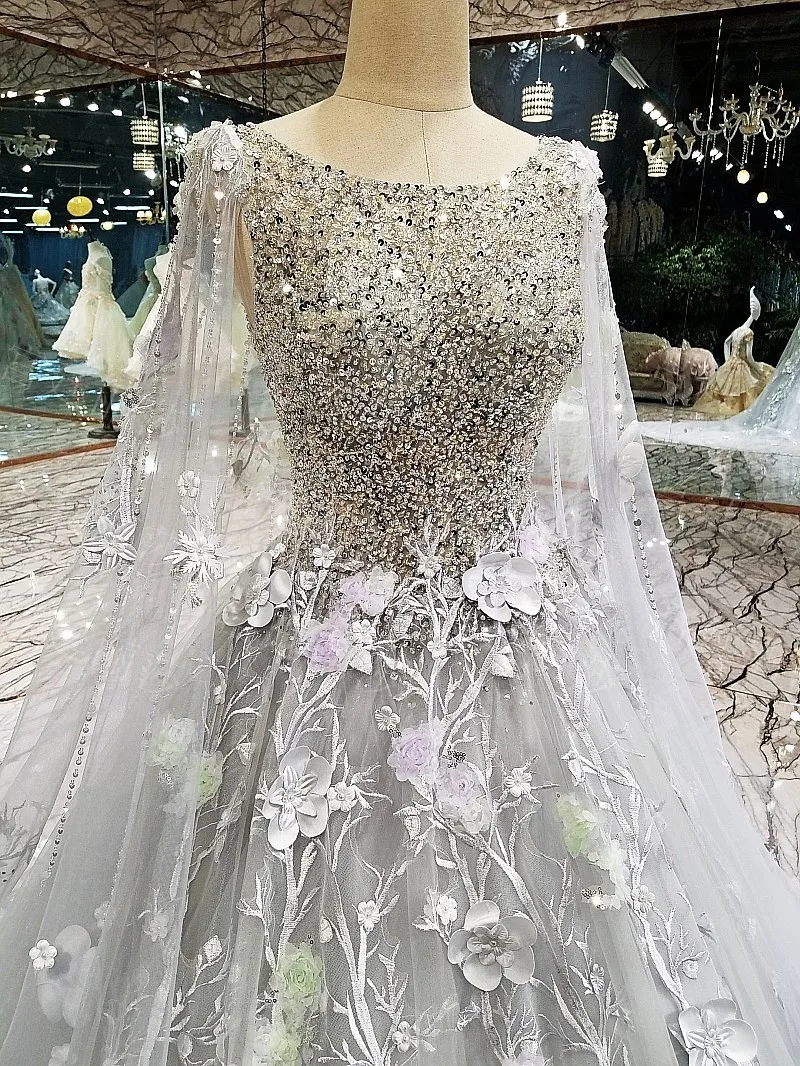 CloverBridal зимний романтический свадебный букет серые Выпускные платья Замочная скважина сзади со съемным 3 м шаль на плечи пряжа