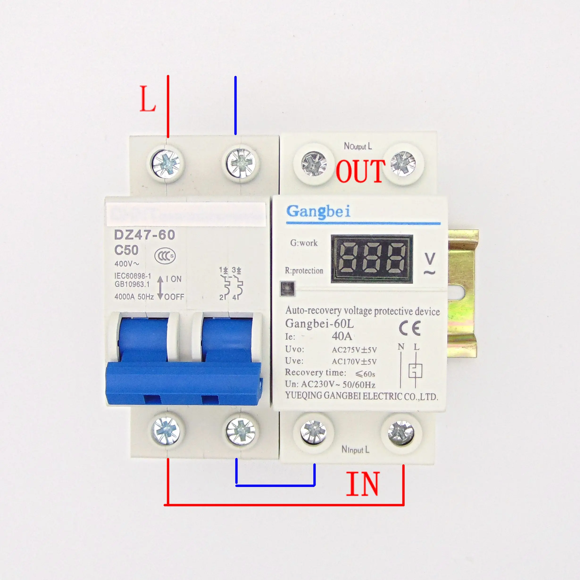 40A 220V автоматическое повторное подключение по напряжению и под защитой напряжения защитное устройство реле с Вольтметр монитор напряжения