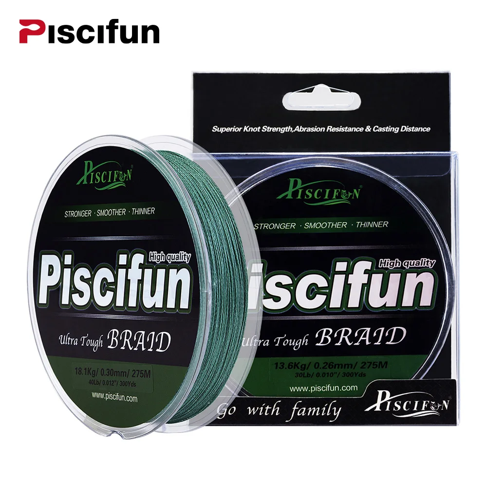 Piscifun 274 м зеленый серый желтый цвет PE плетеная леска 10lb 20lb 25lb 30lb 40lb 45lb 50lb 60lb 80lb