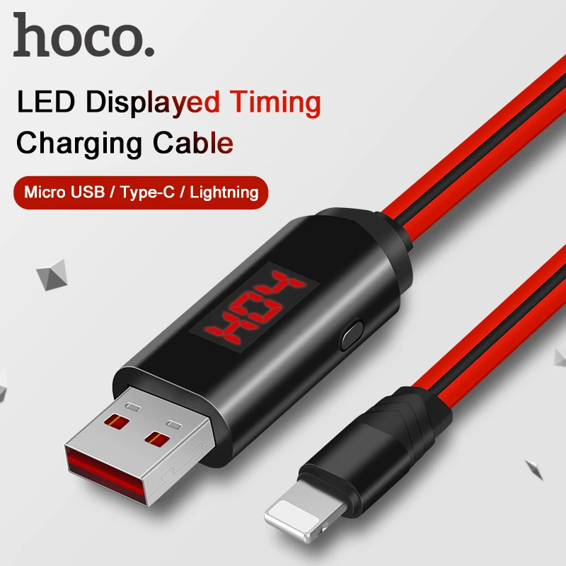 

HOCO Mobile Phone USB Charge Data Cable Micro USB Type C Lightning Fast Charging Cable LED Digital Display Wire for iOS Android