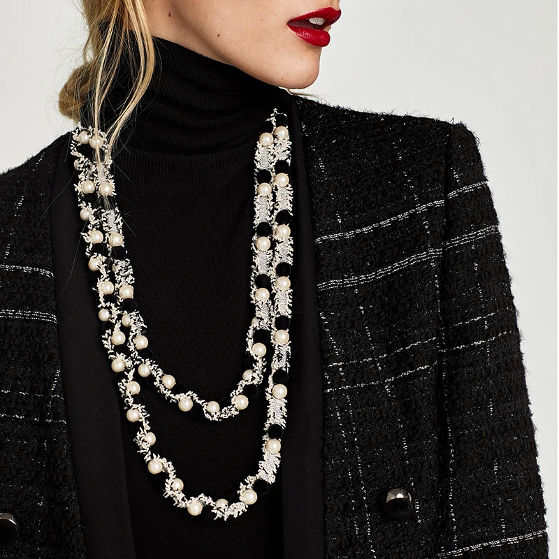 

Best lady New Bohemian Women Chunky Statement Necklace Fashion Layer Collar Chokers Pendant Simulated Pearl Necklace Jewelry