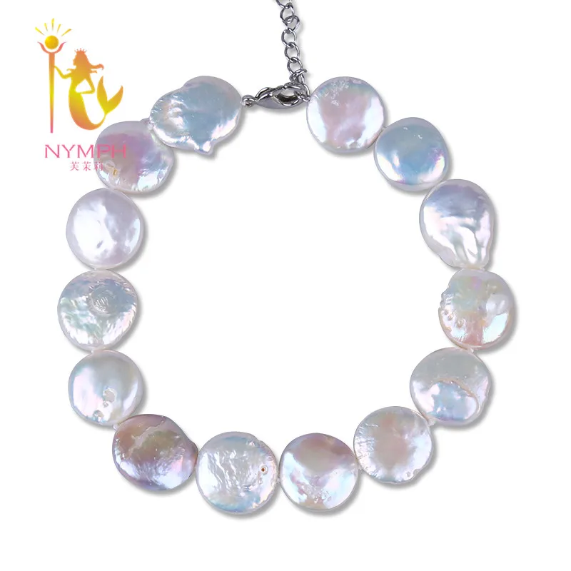 

[NYMPH]Baroque Pearl Anklets Natural Freshwater Pearl Foot Jewelry Fashion 12-13mm Trendy Gift For Party[F201]
